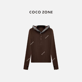 COCO ZONE 设计感撞色拼接连帽长袖打底T恤 CC2C1729