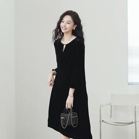 火桐hooton 新中式丝绒连衣裙633449