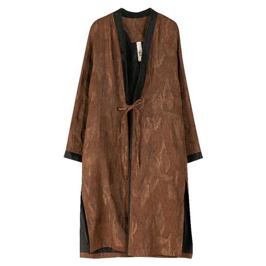 牧衣游原创 重磅鹤提花香云纱长外套新款禅意复古宽松开衫 满鹤楼 商品图4