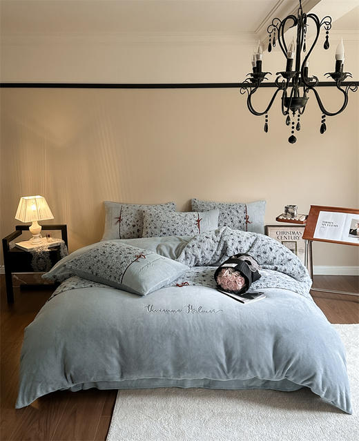 顶柔法式拼接慕丝牛奶绒四件套 商品图4