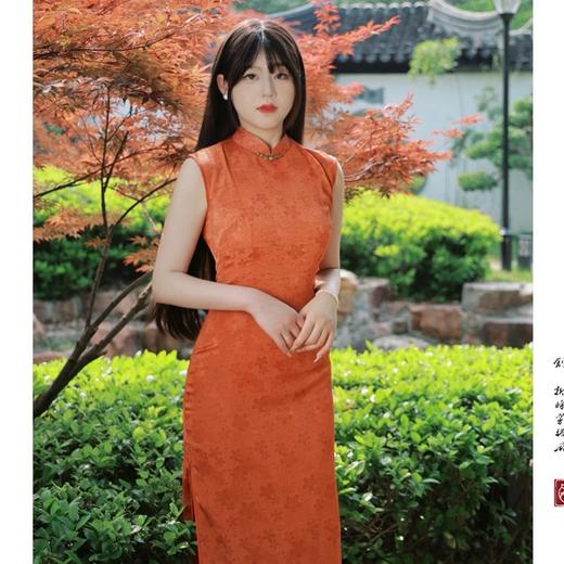 【丹桂】提花花萝缎无袖改良旗袍新中式 商品图0
