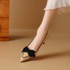 【预售5天】里外全皮 4.5cm蝴蝶结单鞋女2024春夏秋真皮拼色中跟细跟羊皮鞋子DB&M5878 商品缩略图1