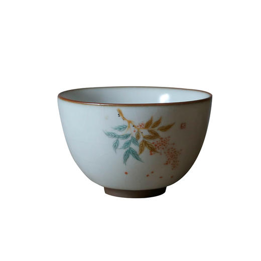 茶香记 水牛图汝窑茶杯 仿汝窑月白釉国风意趣 开片可养马蹄杯国风意趣 画意生动40ml 商品图4