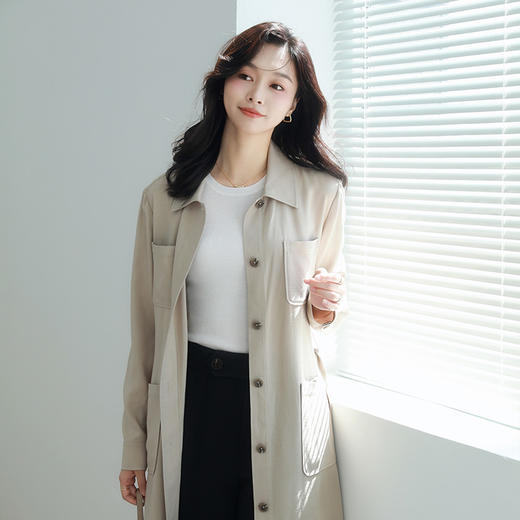 （老板娘自留款）火桐hooton翻领长款三醋酸风衣9566 商品图5