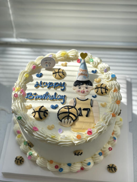 手绘篮球男孩奶油蛋糕 下单前请仔细阅读商品详情 商品图0