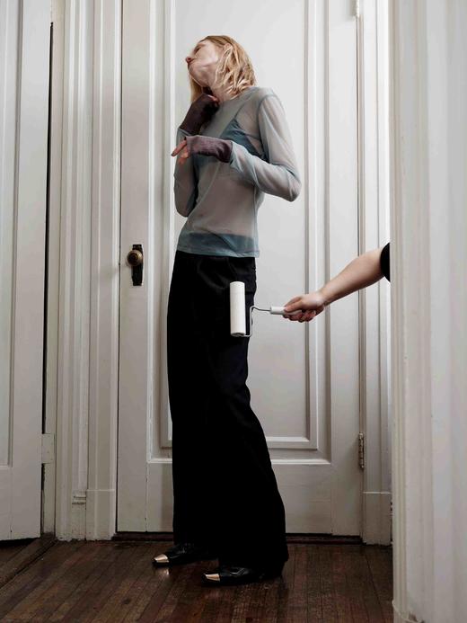 TU｜C03AW23-PT01-BK00 黑色羊毛混纺西裤 商品图2