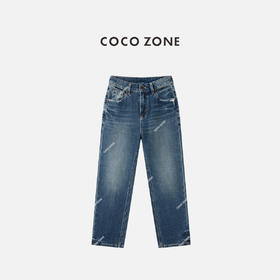 COCO ZONE 复古水洗爪纹牛仔裤显瘦百搭直筒裤CC2C1619