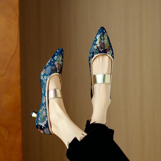 【预售5天】新中式玛丽珍单鞋春秋季新款绑带低跟国风配裙子女鞋DB&M5999 商品图5