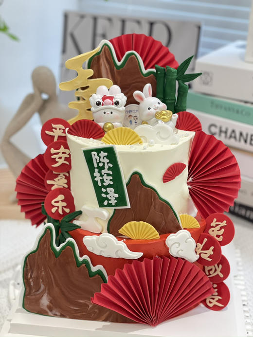 兔子双层翻糖周岁奶油蛋糕 提前一天预定 下单前请仔细阅读商品详情 商品图0