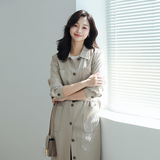 （老板娘自留款）火桐hooton翻领长款三醋酸风衣9566 商品图6