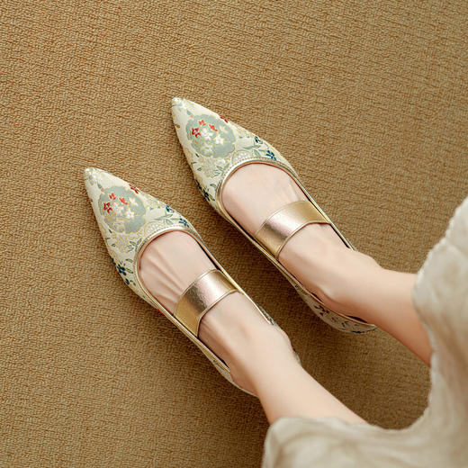 【预售5天】新中式玛丽珍单鞋春秋季新款绑带低跟国风配裙子女鞋DB&M5999 商品图4