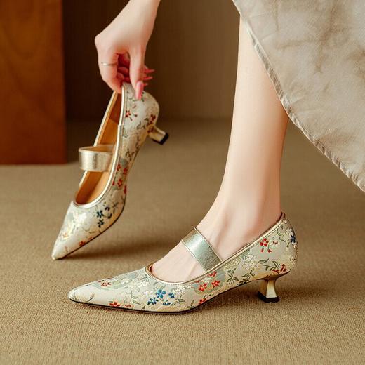 【预售5天】新中式玛丽珍单鞋春秋季新款绑带低跟国风配裙子女鞋DB&M5999 商品图0