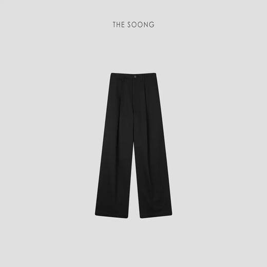 THESOONG|‘洛克的经典’100%棉中腰直筒黑色休闲西裤HBKZ4687 商品图0