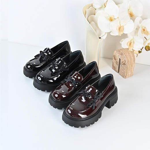 经典鲨2024年秋新款潮流时尚安可拉红一脚蹬中粗跟乐福鞋女KC01-D37071 商品图1