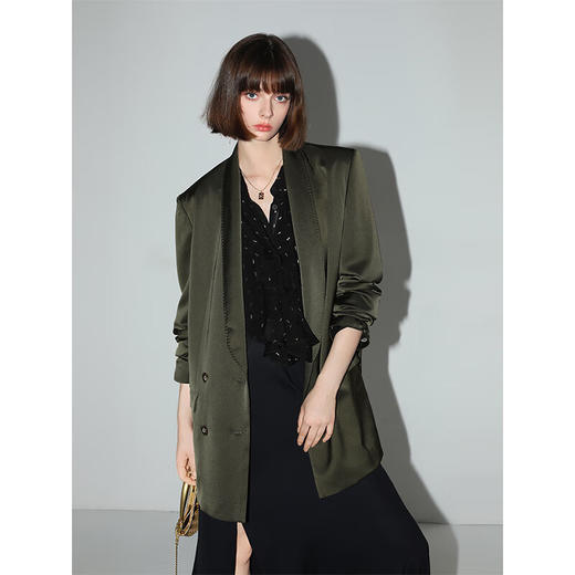 COCOBELLA[亮葱提花人丝]优雅荷叶领静奢风气质OL衬衫SR0049 商品图1