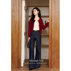 鹿向南「影像诗」复古宽松阔腿牛仔裤2024年新款女高腰秋季裤子L39858