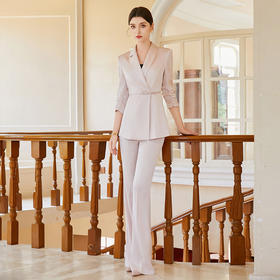 AD薄款西装套装女夏季经理高端职业装粉色新中式醋酸正装阔腿裤秋