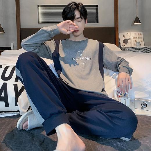 秋季新款睡衣男士春秋款长袖青少年男生男款大码学生秋季家居服套装运动秋冬款 商品图7