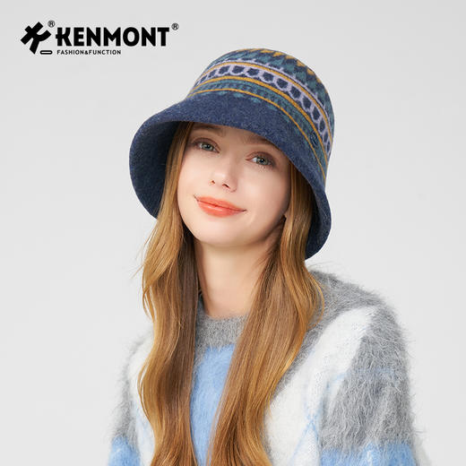 卡蒙绵羊毛呢气质提花渔夫帽小香风可折叠保暖盆帽KM-9526 商品图3