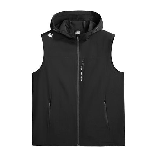 【新款DK】大依优型大码男装连帽弹力马甲简约休闲宽松外套男坎肩背心上衣 商品图2