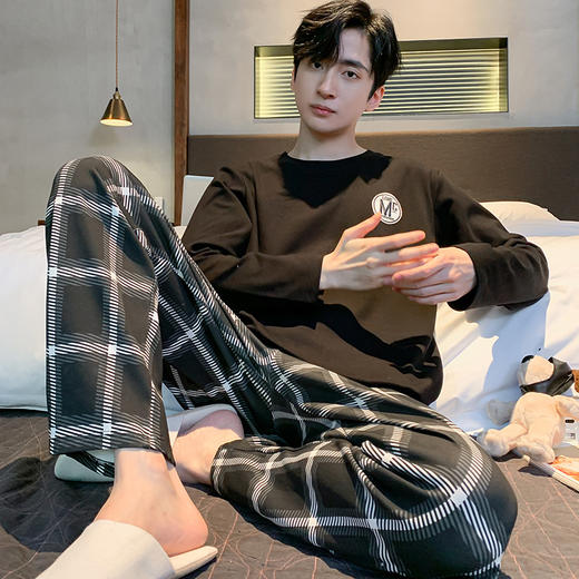 秋季新款睡衣男士春秋款长袖青少年男生男款大码学生秋季家居服套装运动秋冬款 商品图3