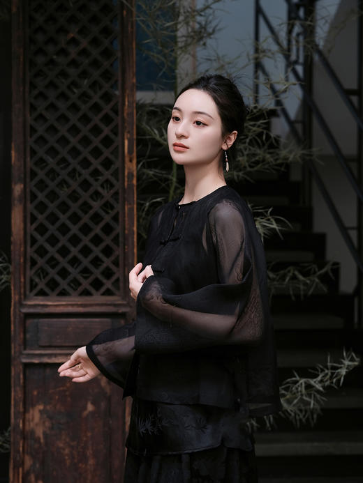 盛唐牡丹 |古法四经绞罗对襟圆领外套 商品图4