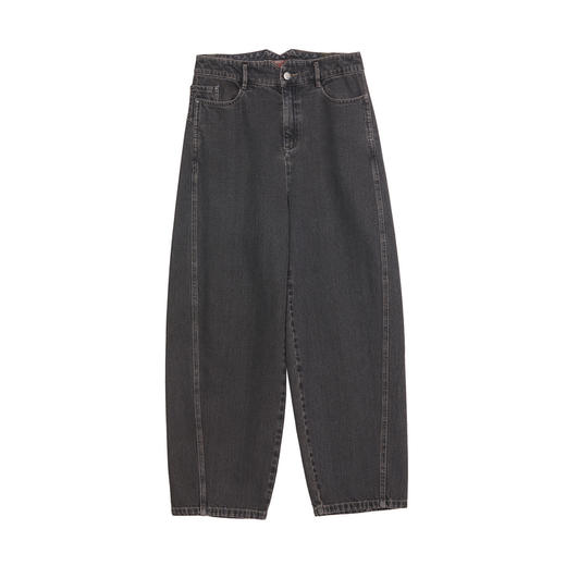 谜底萝卜裤女2024秋新品复古休闲风高腰分割廓形牛仔裤243MK1048 商品图4