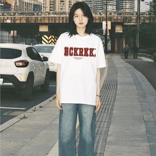 抢2件59元！美式纯棉短袖t恤女200克上衣T恤潮流宽松潮牌ins半袖体恤衣服女 商品图0