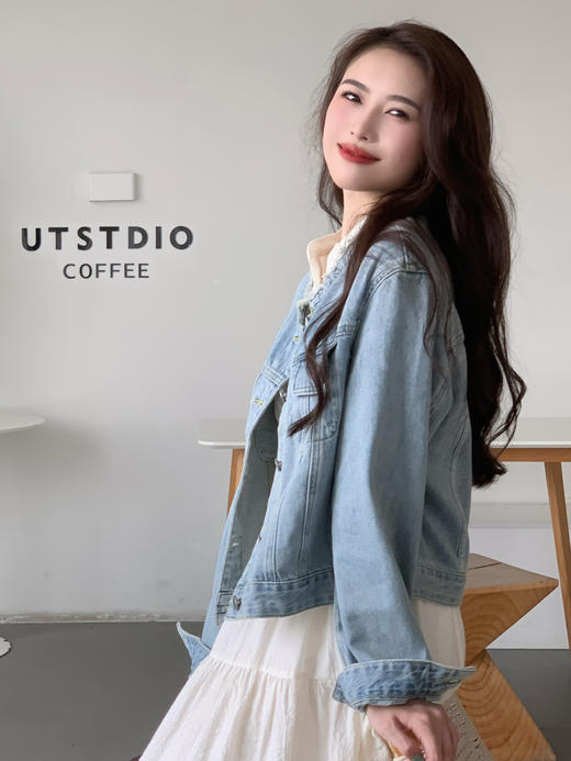 【百图lulu定制】【秒出门牛仔外套】圆领 休闲  减龄 牛仔长袖外套 商品图12