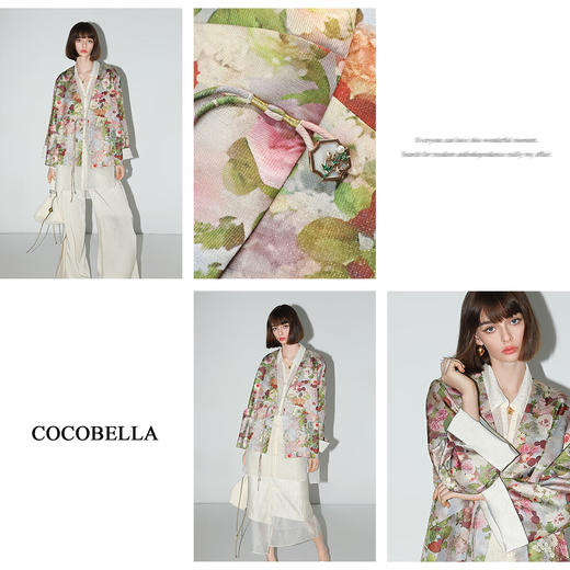 【有赞】COCOBELLA新中式仿宋锦流光织金印花盘扣西装通勤外套SC0003 商品图4