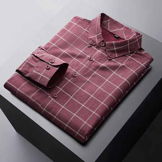 【新款DM】大依优型格子长袖衬衫男宽松加肥加大码男士休闲商务衬衣上衣胖子 商品图5