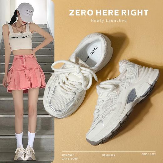ZHR则则厚底网面透气老爹鞋女2024新款百搭运动休闲鞋增高小白鞋 商品图0