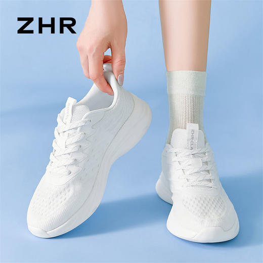 ZHR则则厚底网纱透气跑步鞋女2024夏季新款增高软底运动休闲鞋女 商品图6