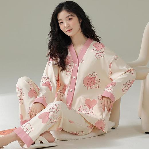 抖音同款长袖睡衣女2024年秋季新款春秋季学生可爱小熊家居服两件套装 商品图5