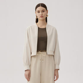 谜底短款外套女2024秋季新品简约风百搭T型宽松拉链夹克243MW0981