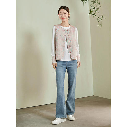 【年货节】熙世界新中式鹤纹提花马甲2025秋新款国风复古外搭背心马夹外套 商品图3