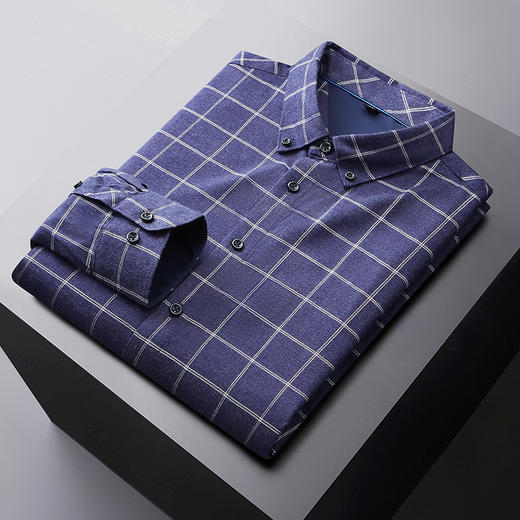 【新款DM】大依优型格子长袖衬衫男宽松加肥加大码男士休闲商务衬衣上衣胖子 商品图4