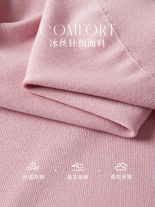 【专属特惠】熙世界小香风粉色V领针织衫2024秋季新款气质长袖拼接软糯上衣 商品图2