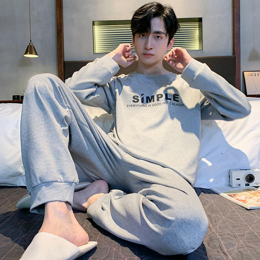 秋季新款睡衣男士春秋款长袖青少年男生男款大码学生秋季家居服套装运动秋冬款 商品图2