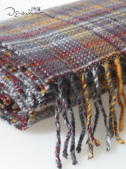 西藏手工氆氇萨迦山羊绒条纹围巾秋冬季SJF96P722N 商品图1