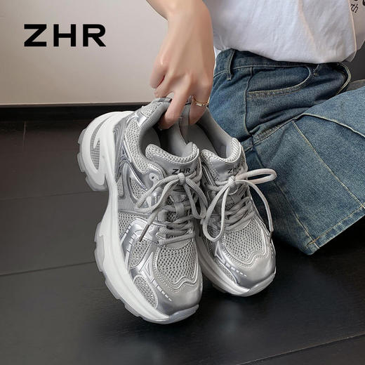 ZHR则则厚底老爹鞋女夏季薄款小个子增高显瘦网面轻便运动休闲鞋 商品图1