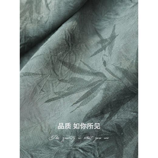 COCOBELLA[只此青绿]新中式竹叶印花西装偏门襟系带外套SI3028 商品图4