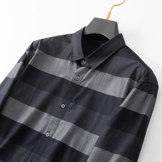 【新款DM】大依优型条纹长袖衬衫男宽松加肥加大码男士休闲商务衬衣上衣胖子 商品图6