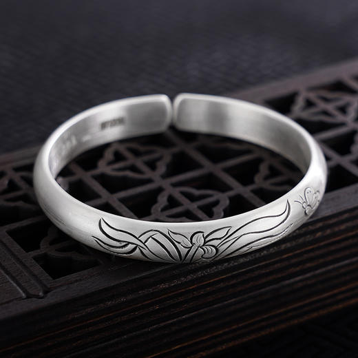 【花蝶缱绻】子佩集S999银手工手镯原创设计【55071210】2407 商品图1