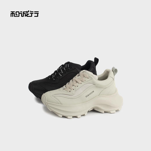 和诚行 2024秋冬新款时尚真皮运动休闲鞋女百搭厚底老爹鞋1900054 商品图3