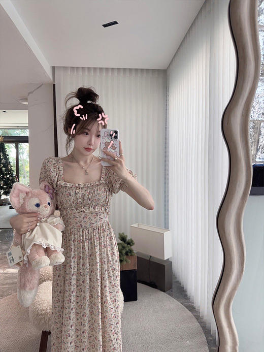 金蘑菇菇  le flora 小桃花 /夏末清甜娇俏系碎花连衣裙 商品图0