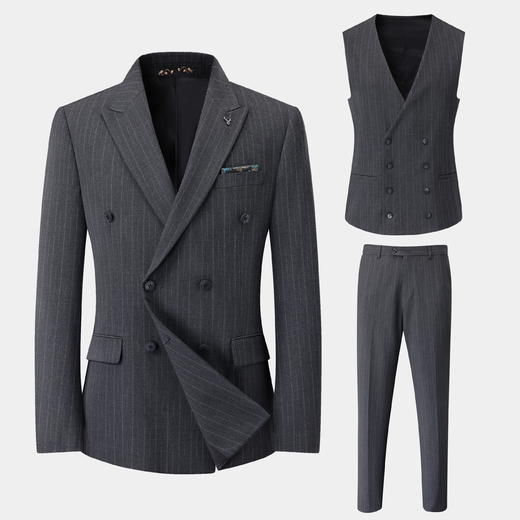 【商城同款】【新款DDS】大依优型大码西装休闲西服马甲三件套套装西裤外套裤子加肥加大肥佬休闲商务上衣男士胖子正装西装 商品图6