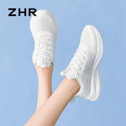 ZHR则则厚底网纱透气跑步鞋女2024夏季新款增高软底运动休闲鞋女 商品图8