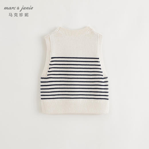 马克珍妮女童学院风撞色条纹针织马甲儿童背心2024秋装新款241680 商品图2
