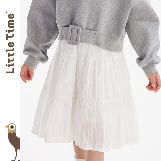 littletime女童纯棉半身裙2024春秋新款肌理感面料儿童中长款半裙 商品图3